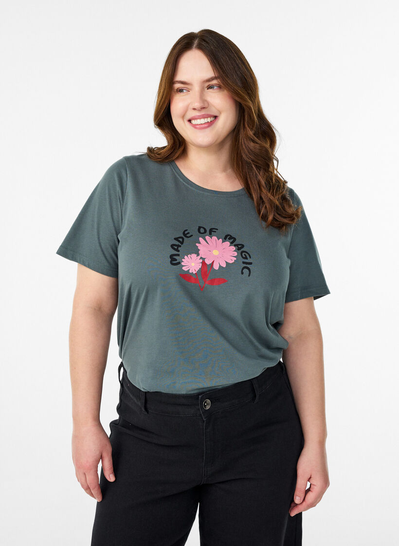 T-shirt med tryck, Gr&ouml;n, Model image number 0