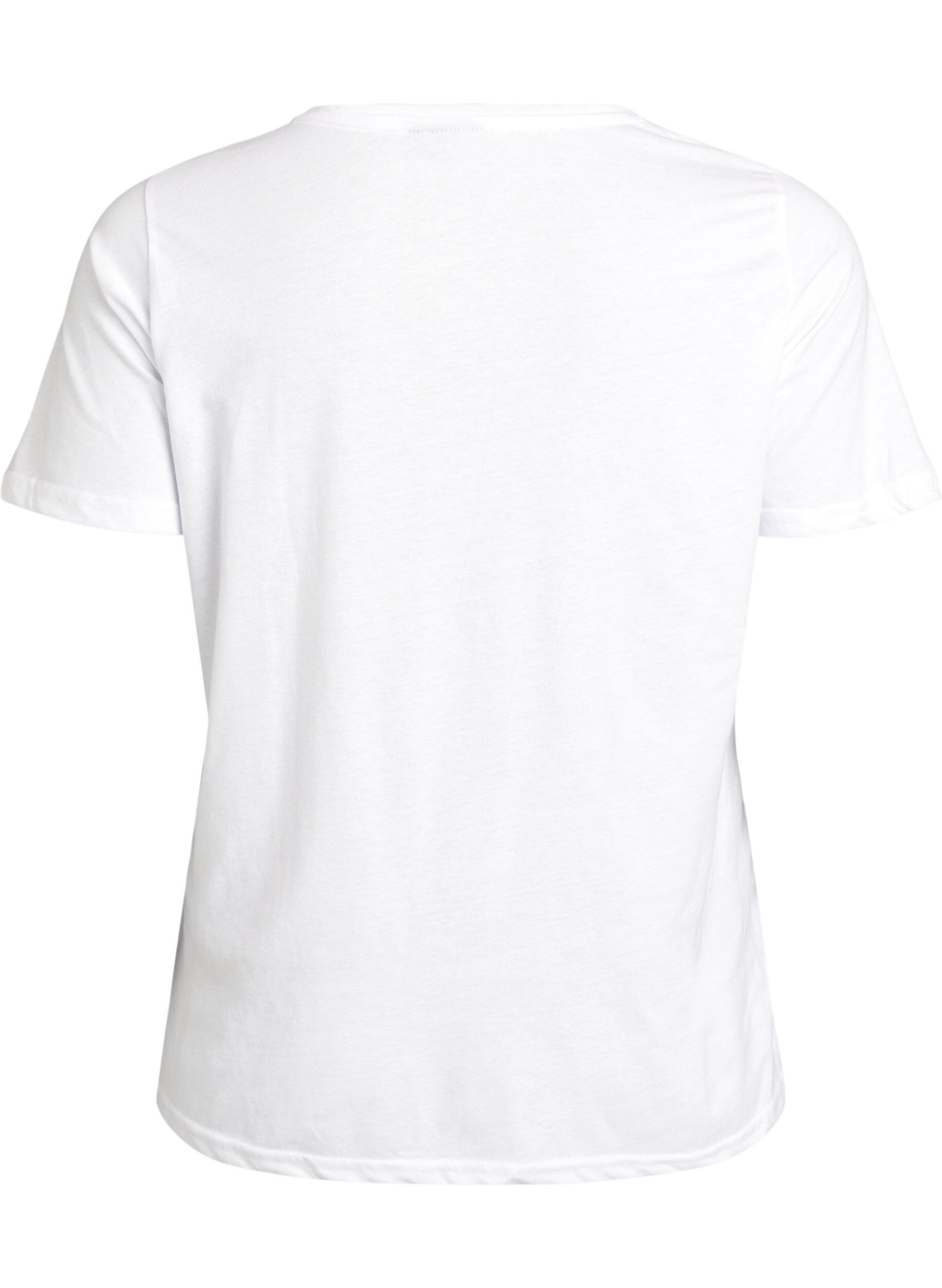 Zizzi FLASH - T-shirt med tryck, Vit, Packshot image number 1
