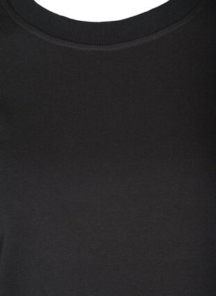 Sweatshirt med långa ärmar och ribbade muddar, Black, Packshot image number 2