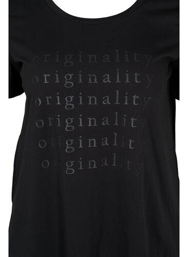 Bomulls t-shirt med ton-i-ton-tryck, Black Originality, Packshot image number 2