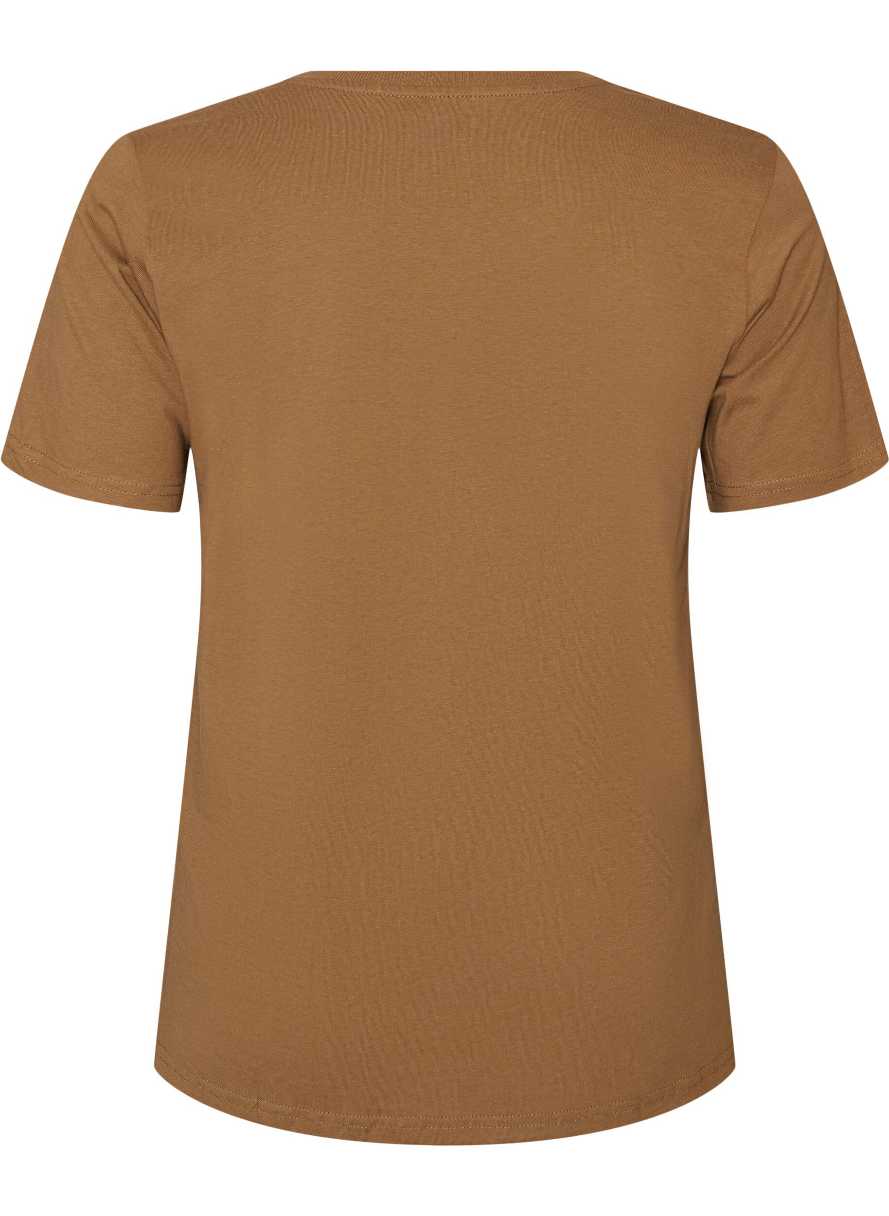 ZizziT-shirt i bomull med tryck, Brun, Packshot image number 1