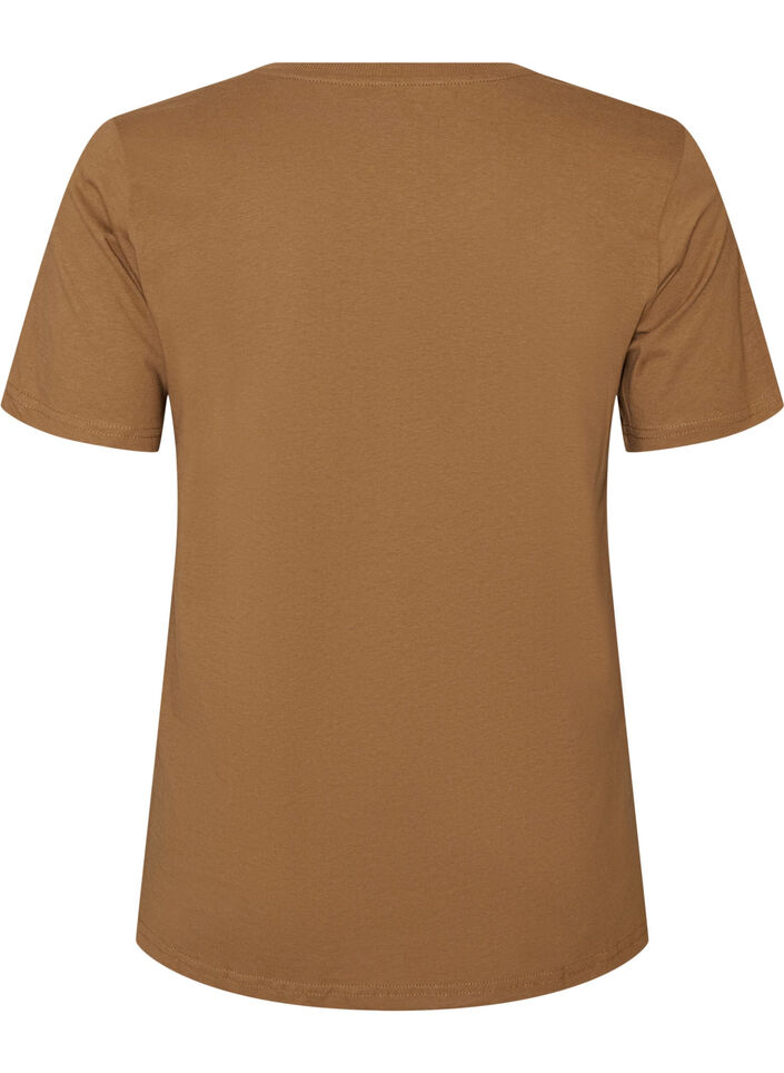 T-shirt i bomull med tryck, Brun, Packshot image number 1