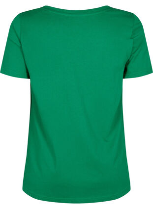 V-ringad t-shirt i bomull med texttryck, Jolly Green ORI, Packshot image number 1