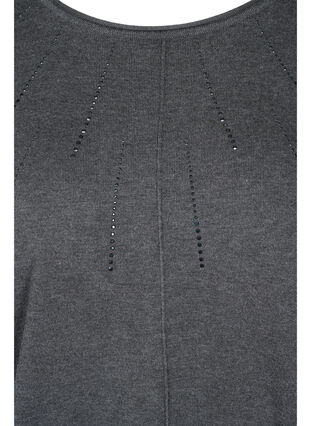 Stickad tröja i viskosblandning med dekorativa stenar, Dark Grey Melange, Packshot image number 2
