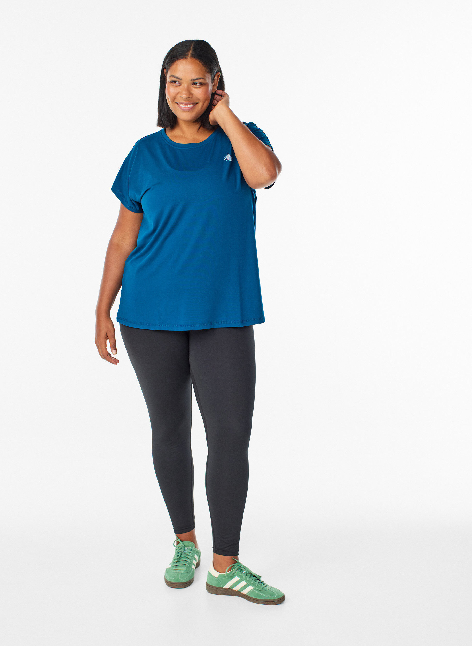 ZizziEnf&auml;rgad tr&auml;nings-T-shirt, Bl&aring;, Model image number 1