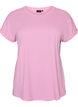 Kort&auml;rmad t-shirt i bomullsmix, Rosa, Packshot image number 0