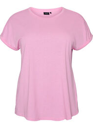 Kort&auml;rmad t-shirt i bomullsmix, Rosa