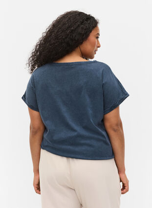 T-shirt i ekologisk bomull med tryck, NavyBlazer Acid Bird, Model image number 1