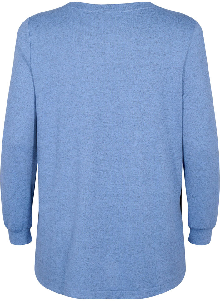 Melerad blus med knappar, Colony Blue Melange, Packshot image number 1