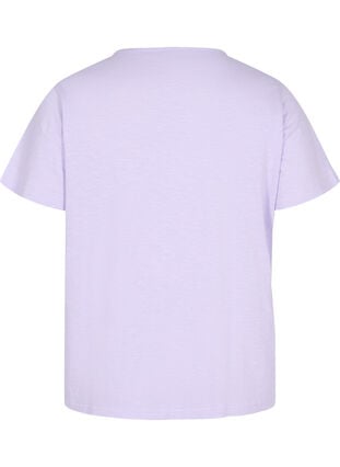 T-shirt i bomull med spetsband, Lavender, Packshot image number 1