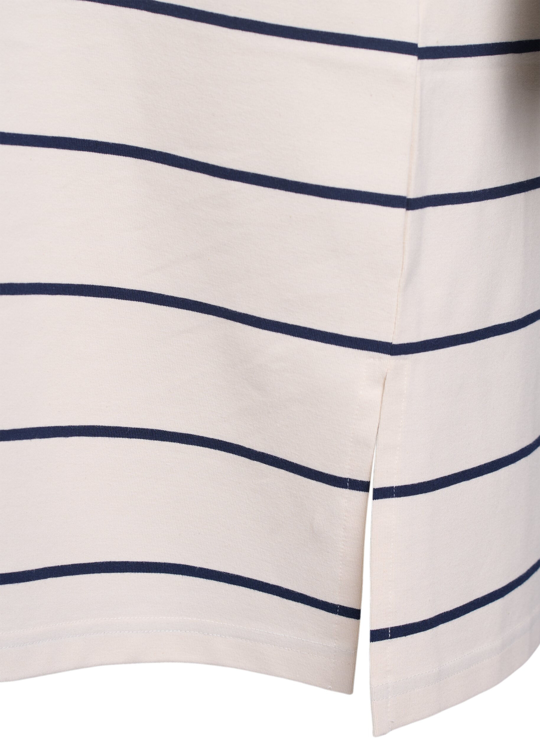 Zizzi Kort jerseykl&auml;nning med r&auml;nder, Beige, Packshot image number 3