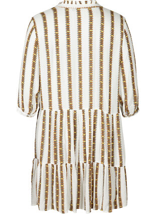 Randig viskosklänning med knappar framtill, White Comb, Packshot image number 1