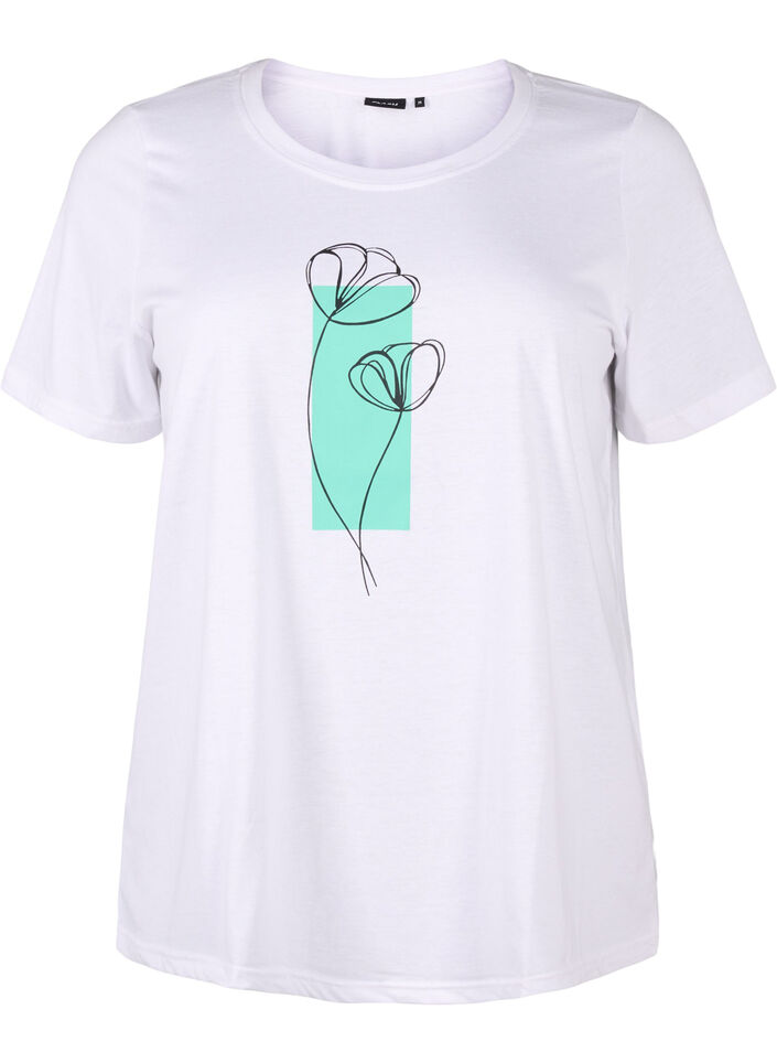 T-shirt från FLASH med tryck, Bright White Flower, Packshot image number 0