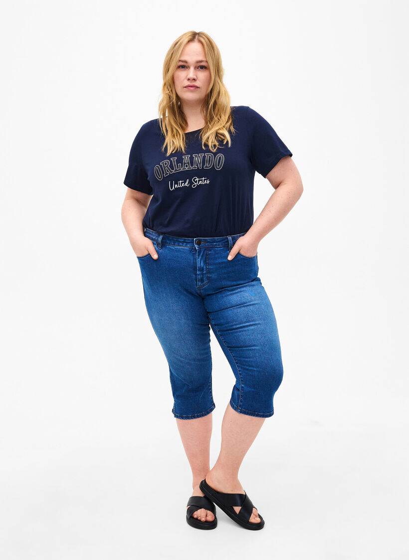T-shirt i bomull med text, Navy B. Orlando, Model image number 2