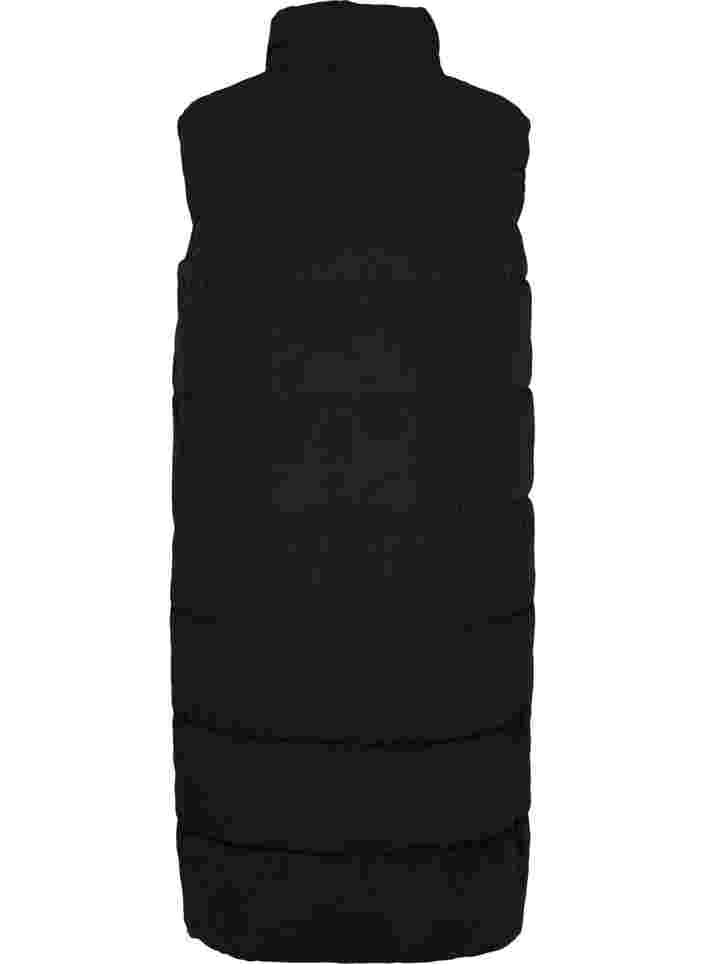 Lång väst med hög krage och fickor, Black, Packshot image number 1