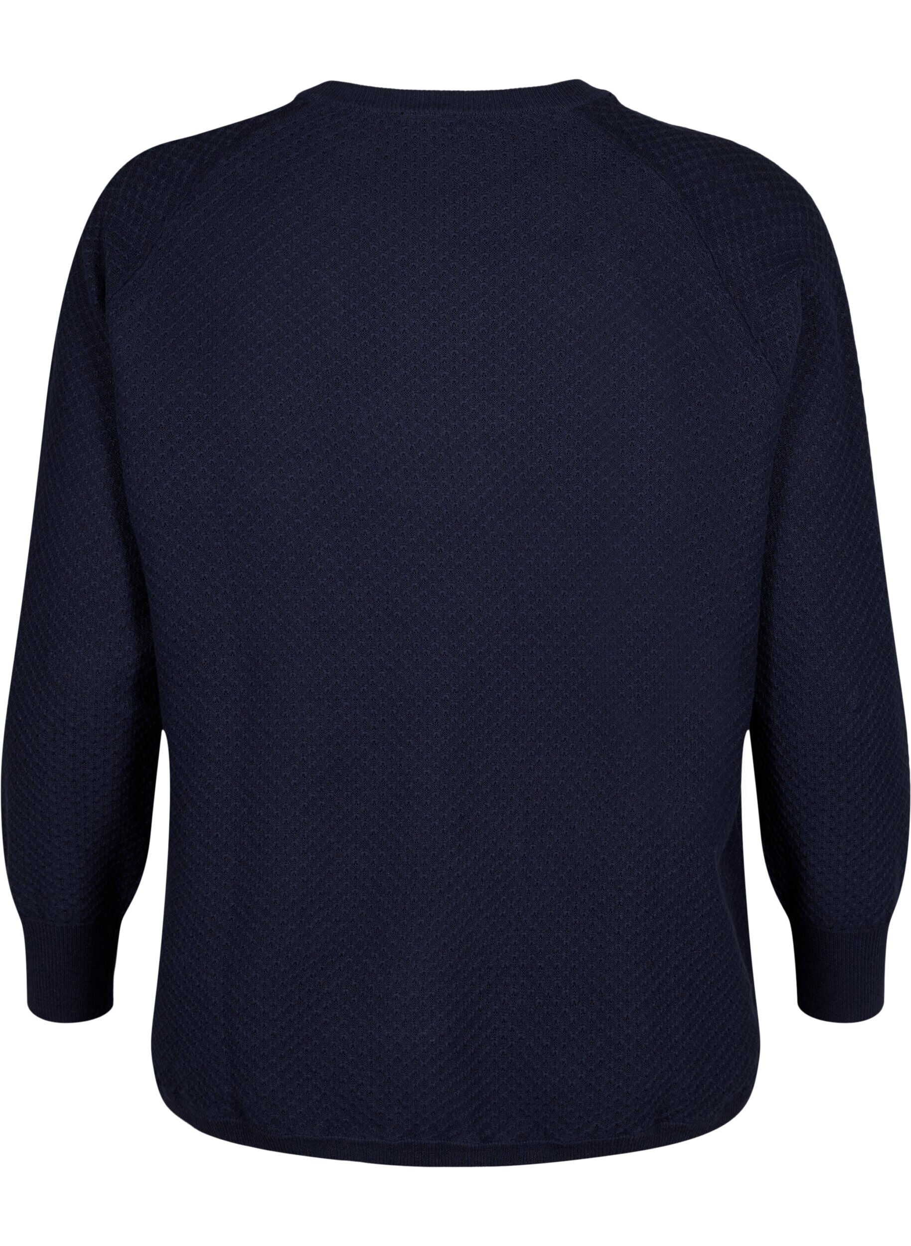 Zizzi Pullover i ekologisk bomull med strukturm&ouml;nster, Navy Blazer, Packshot image number 1