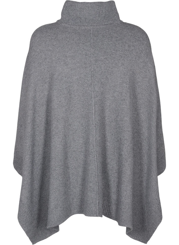 Poncho med hög hals, Medium Grey Melange, Packshot image number 1