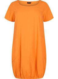 Kortärmad klänning i bomull, Orange Tiger