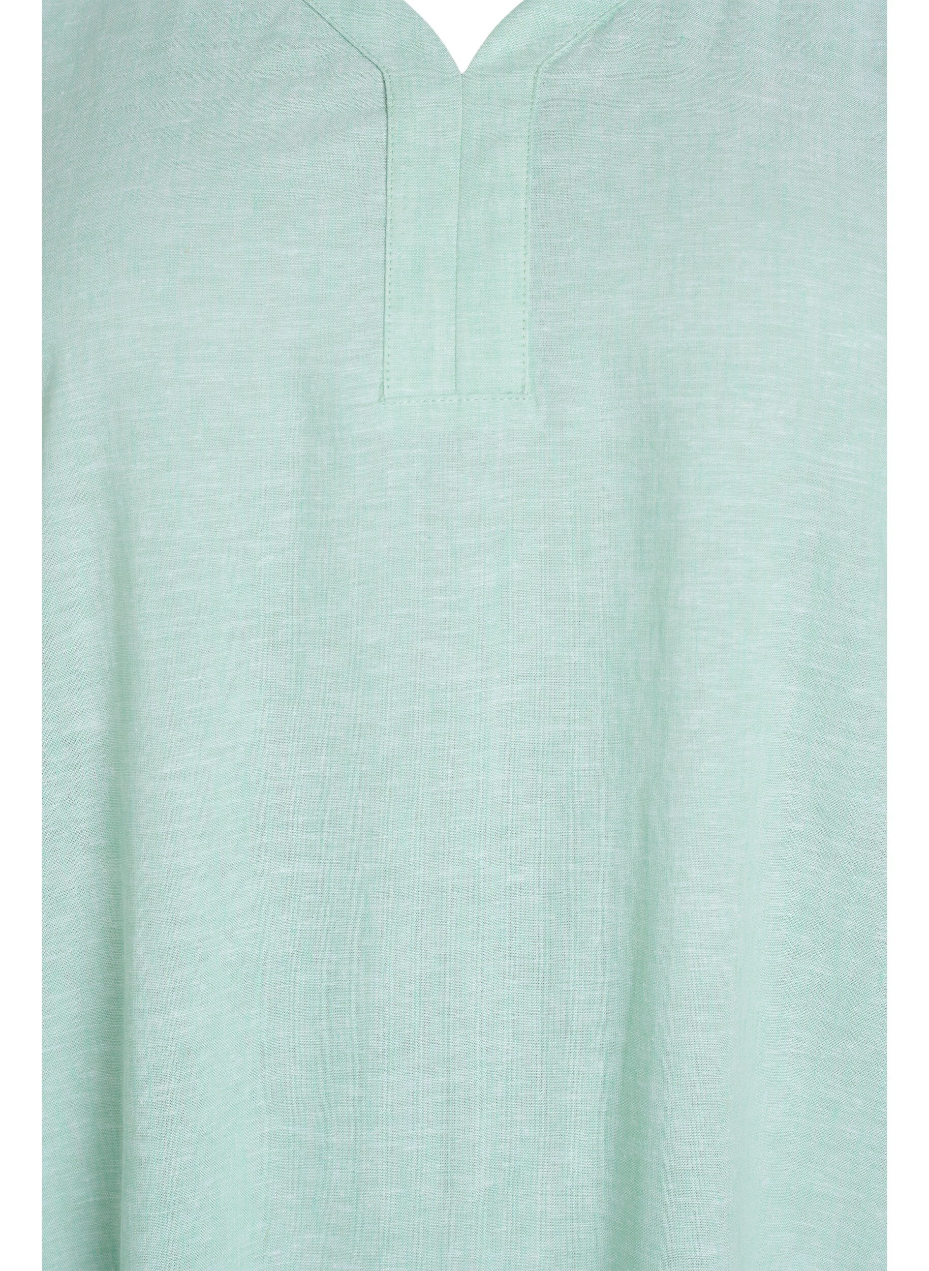 Zizzi Midikl&auml;nning i linne och viskos med kort &auml;rm, Gr&ouml;n, Packshot image number 2