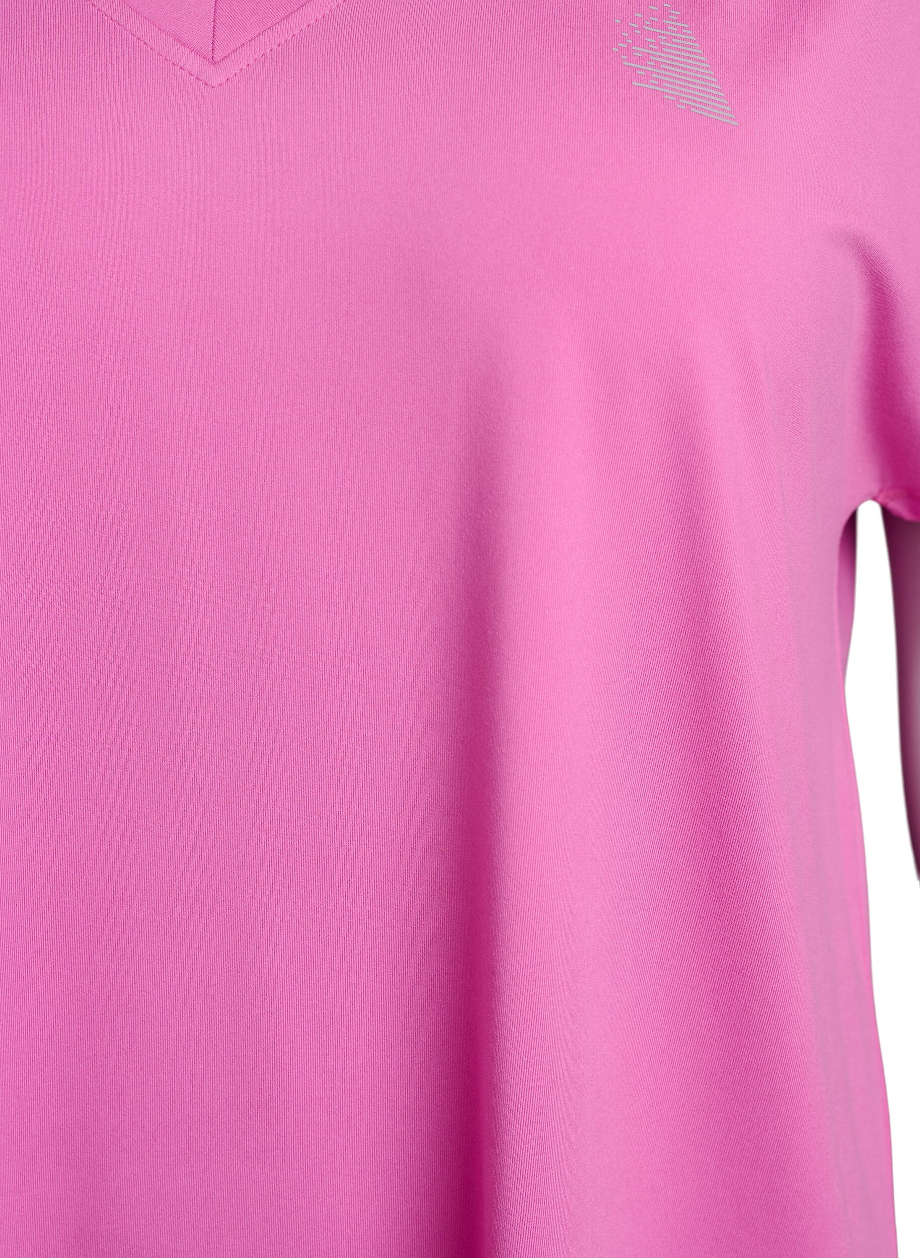 Zizzi Tr&auml;nings t-shirt med v-ringning och l&ouml;s passform, Rosa, Packshot image number 2