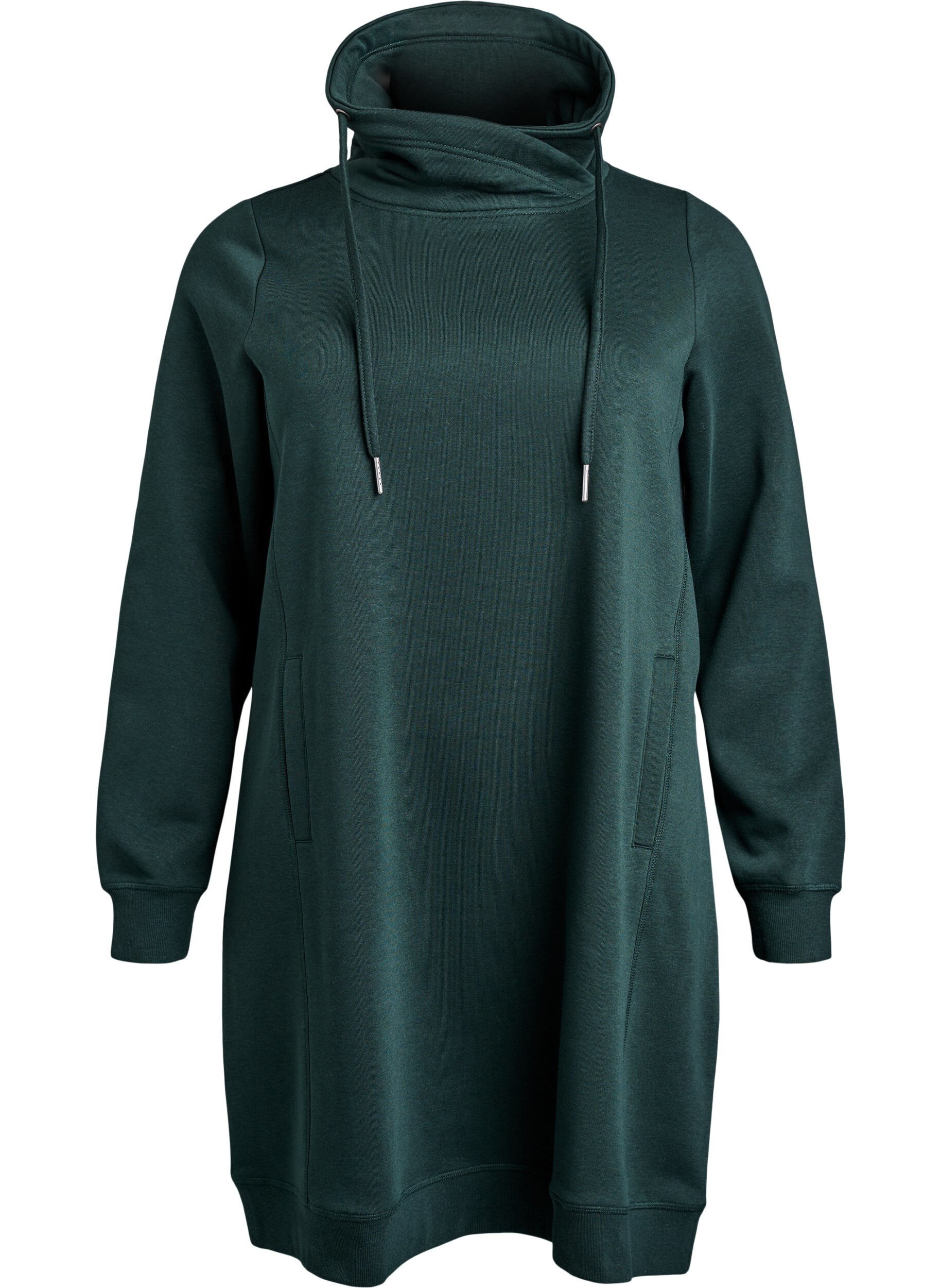 ZizziKort sweatshirtkl&auml;nning med h&ouml;g krage och fickor, Gr&ouml;n, Packshot image number 0