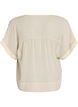 Blus i seersucker med v-ringning, Beige, Packshot image number 1