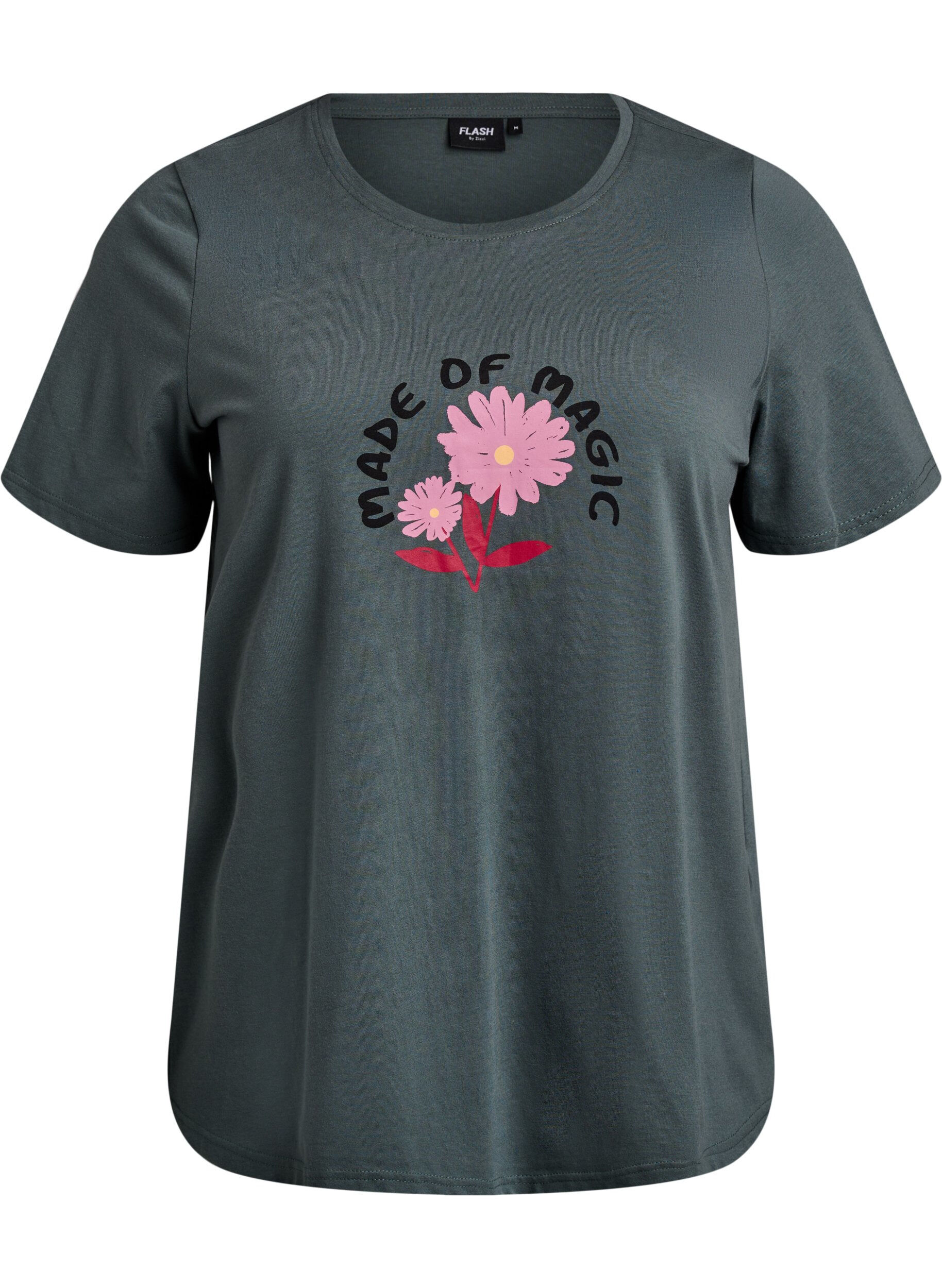 ZizziT-shirt med tryck, Gr&ouml;n, Packshot image number 0