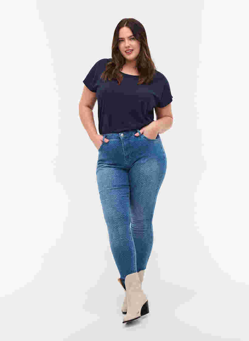 T-shirt i bomullsmix, Navy Blazer, Model image number 2