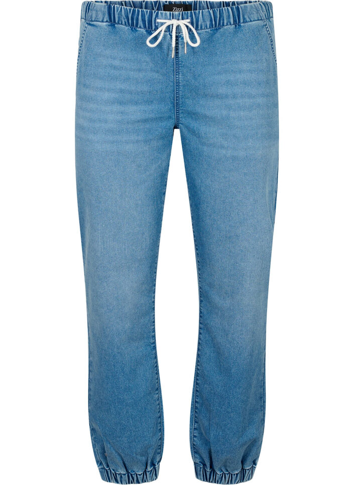 Joggingbyxor i denim med fickor, Bl&aring;, Packshot image number 0