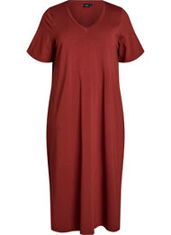 T-shirtkl&auml;nning i midil&auml;ngd med V-ringning, R&ouml;d