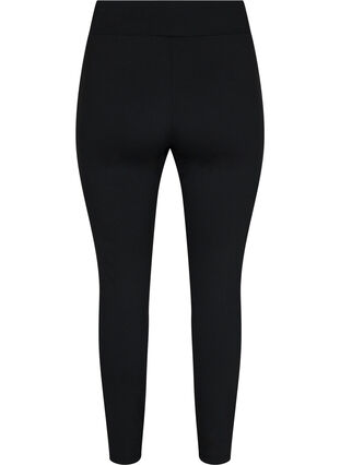 Enfärgade leggings med pressveck och dragkedjor, Black, Packshot image number 1