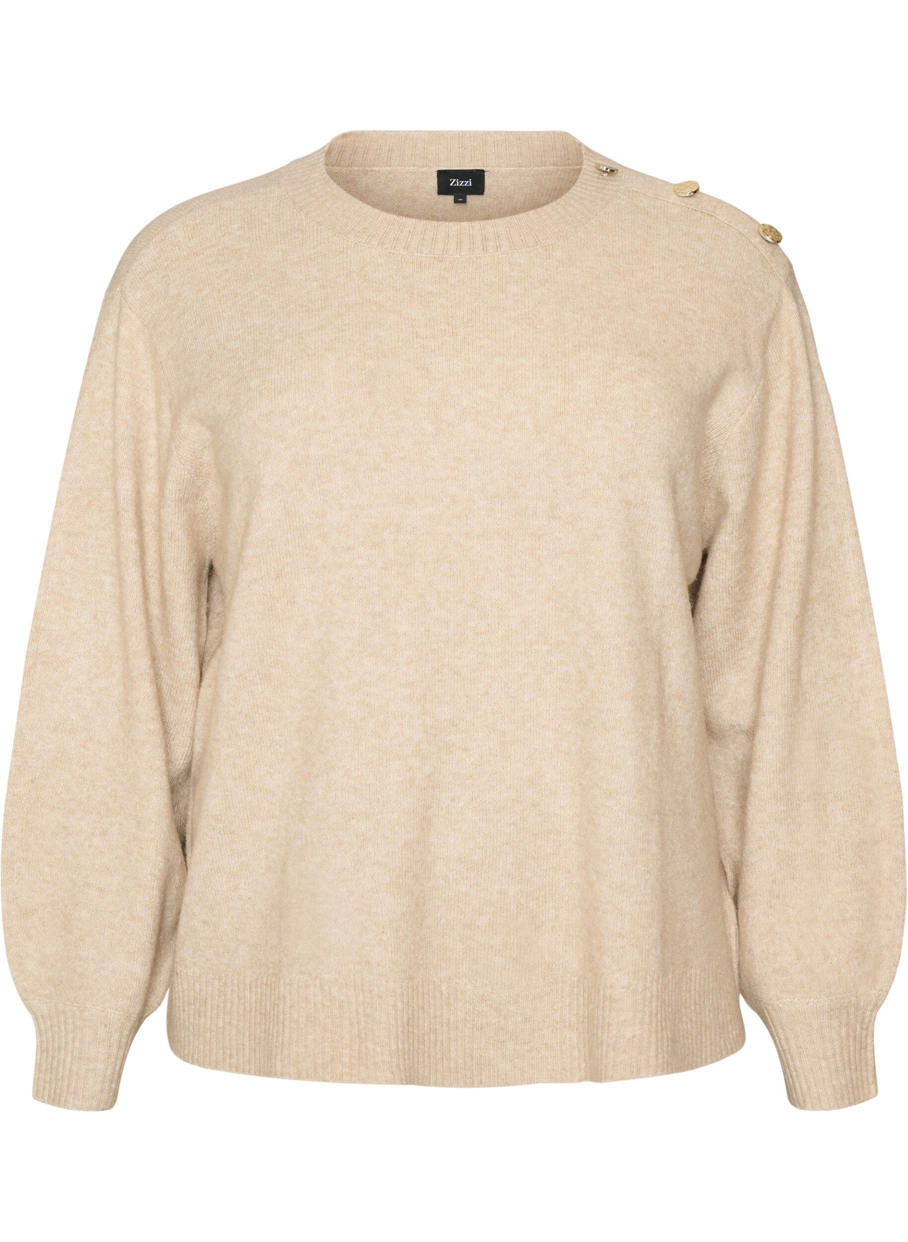 Stickad blus med knappdetalj
