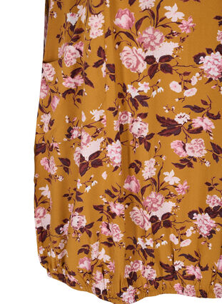 Kortärmad viskosklänning med mönster, Yellow Flower, Packshot image number 3