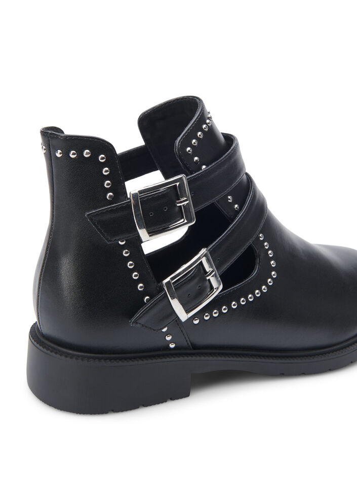 Wide fit - Ankelboots med nitar, Black, Packshot image number 3