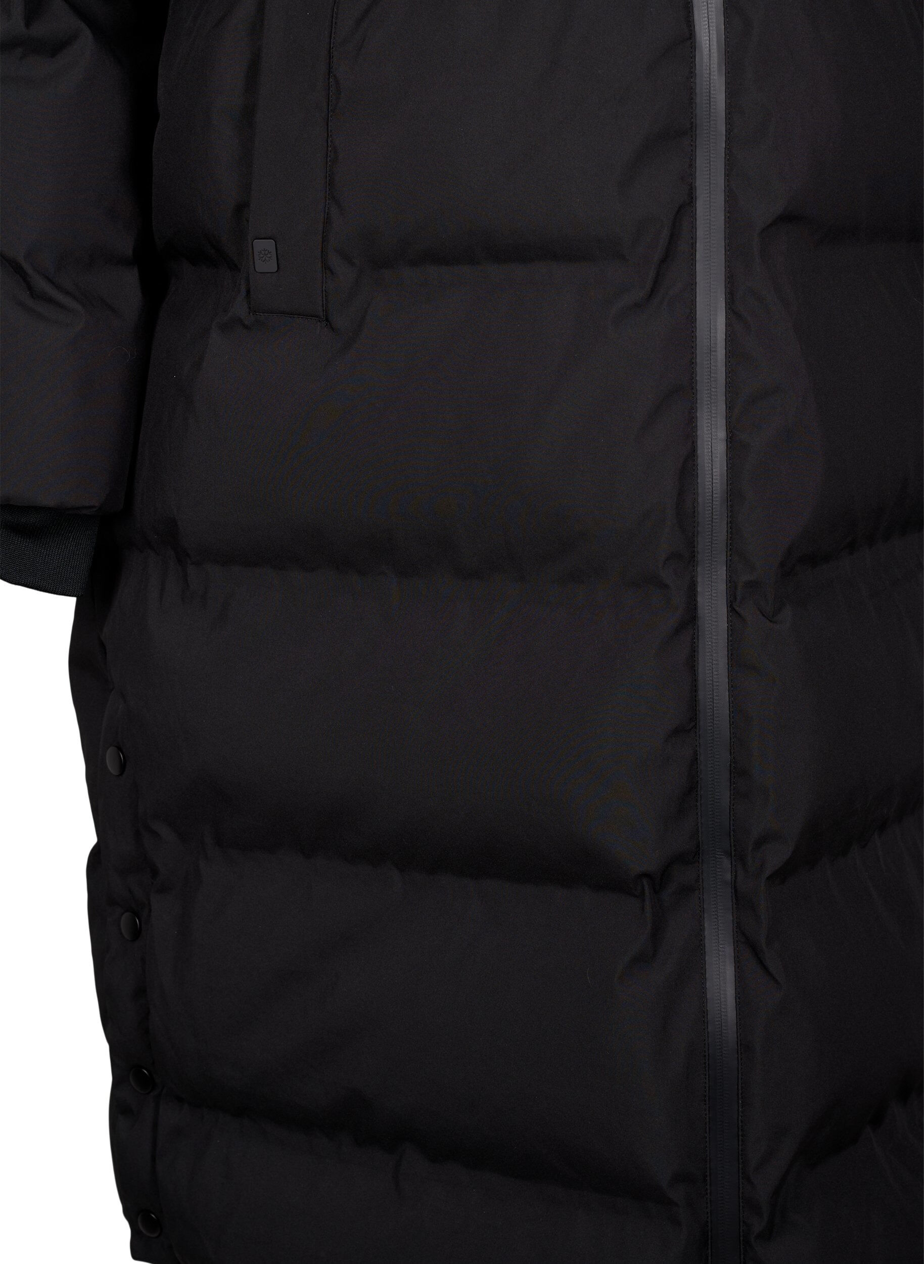ZizziL&aring;ng puffervinterjacka med huva, Svart, Packshot image number 3