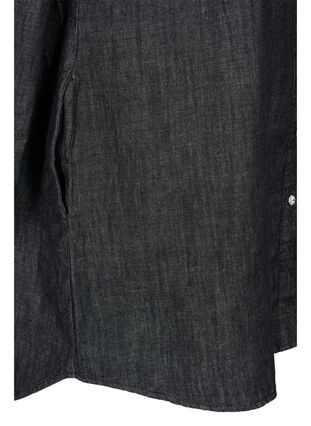 Jeansklänning med dekorativa knappar och volanger, Black Washed, Packshot image number 3