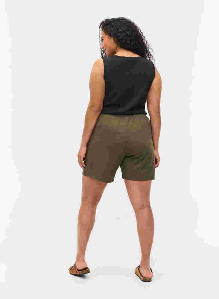 Ribbade shorts med fickor, Dusty Olive, Model image number 0