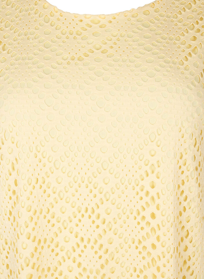 Kn&auml;l&aring;ng kl&auml;nning med h&aring;lm&ouml;nster och korta &auml;rmar, Gul, Packshot image number 2