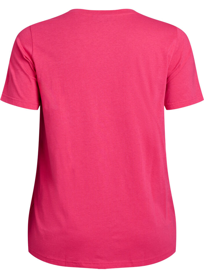 Kort&auml;rmad t-shirt med v-ringning, Rosa, Packshot image number 1