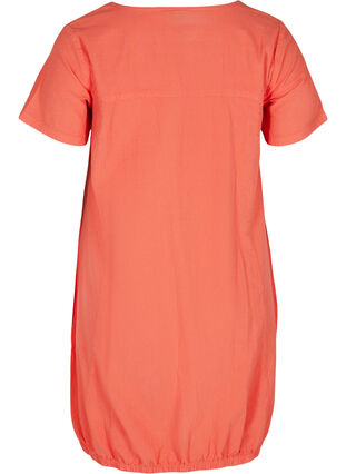Kortärmad klänning i bomull, Hot Coral, Packshot image number 1