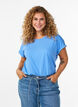 Kort&auml;rmad t-shirt i bomullsmix, Bl&aring;, Model image number 0