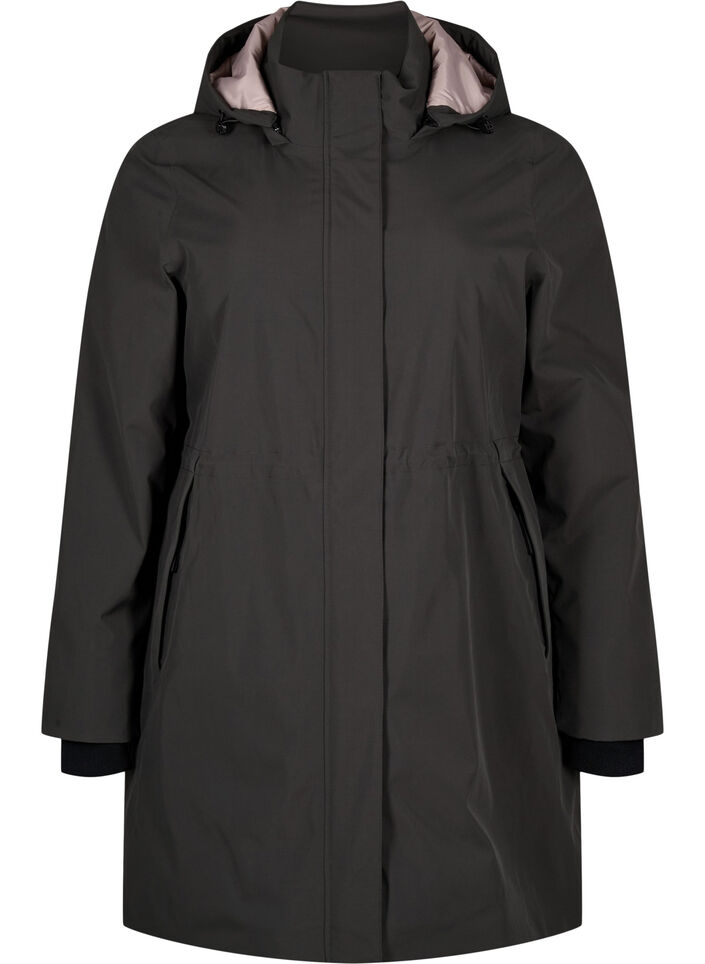 Funktionell parkas vinterjacka med huva, Raven, Packshot image number 0