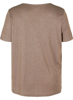 Glitter t-shirt med v-ringning, Golden, Packshot image number 1