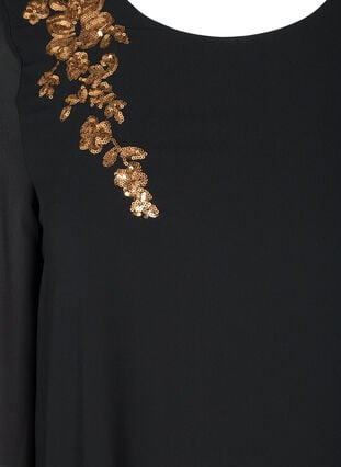 Tunika med asymmetrisk nederdel och paljetter, Black, Packshot image number 2