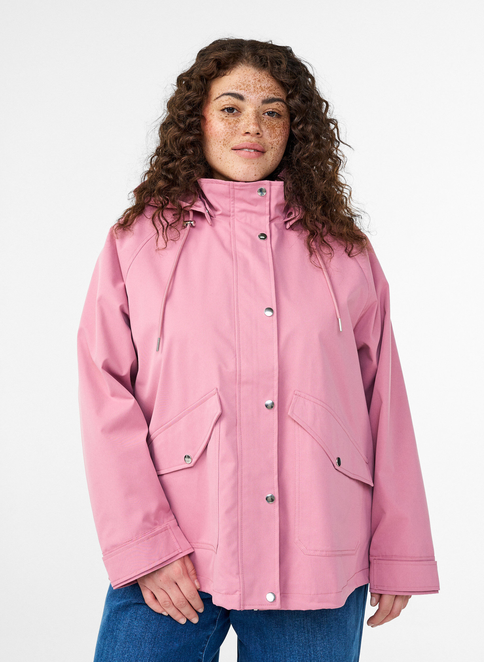 Kort v&aring;rjacka med avtagbar huva, Rosa, Model