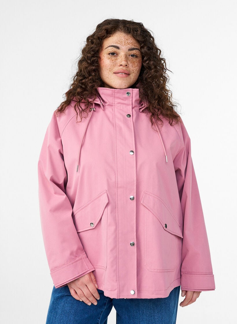 Kort v&aring;rjacka med avtagbar huva, Rosa, Model image number 0