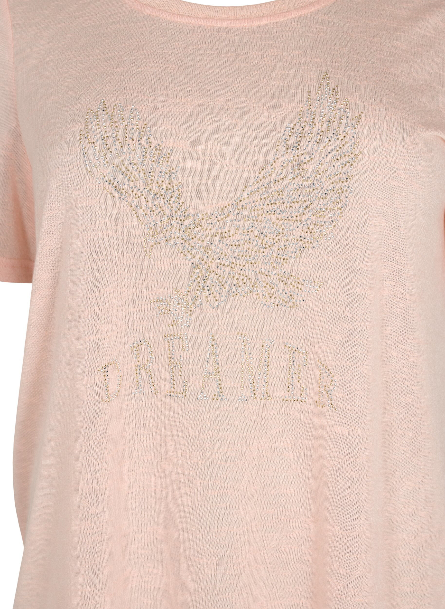 Zizzi T-shirt med nitar och rund halsringning, Pale Blush, Packshot image number 2