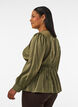Glansig blus i viskos med peplumeffekt, Gr&ouml;n, Model image number 2