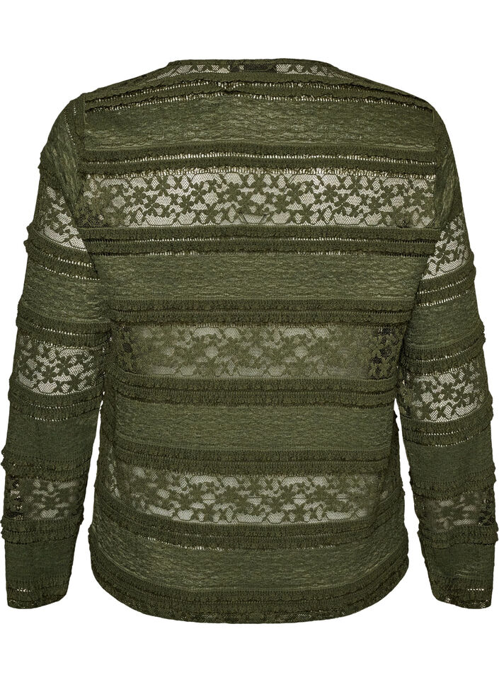 Blus i spets med l&aring;nga &auml;rmar, Gr&ouml;n, Packshot image number 1