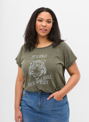 T-shirt i ekologisk bomull med tryck, Ivy acid Lion as s, Model image number 0